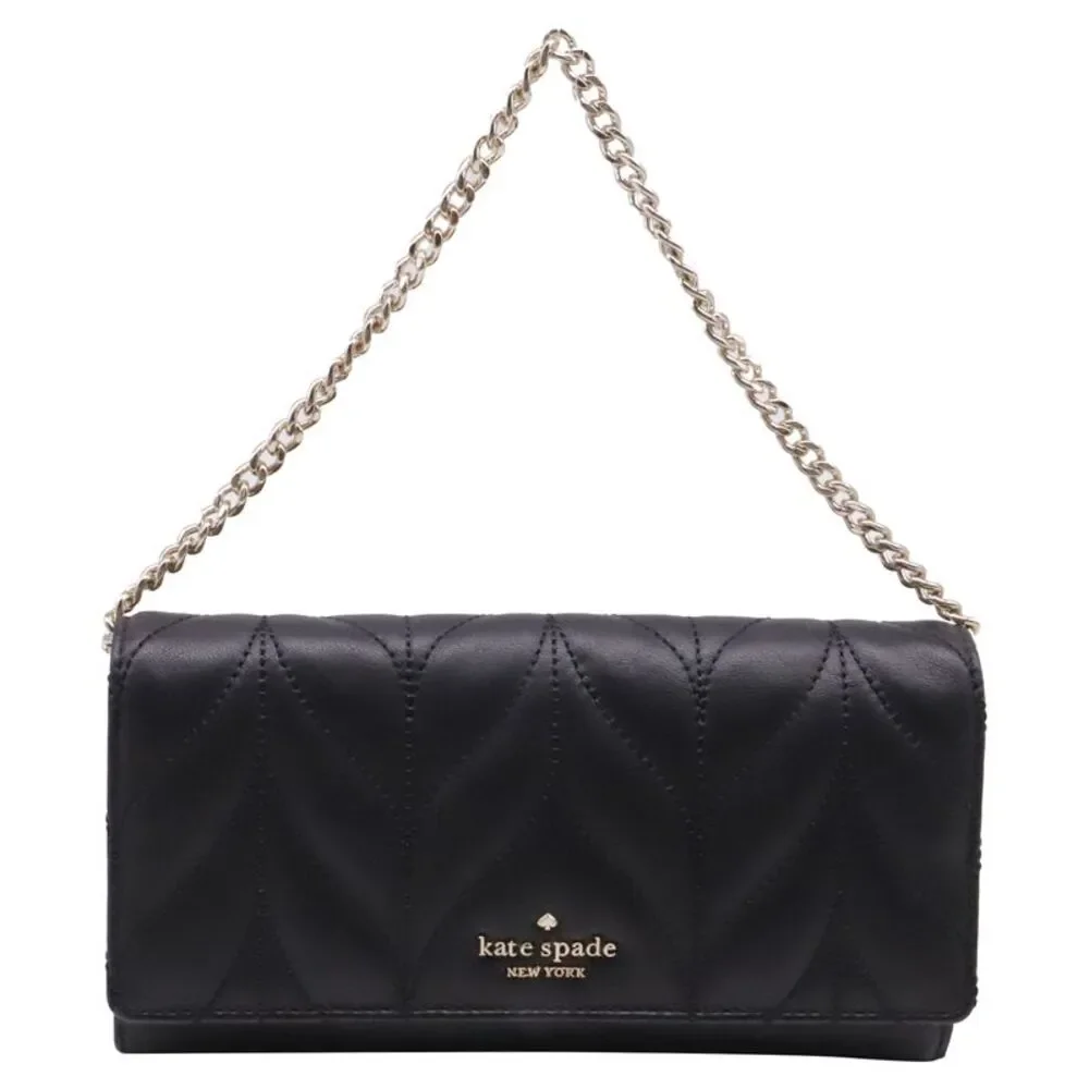 Kate Spade New York Briar Lane Quilted Milou Clutch Bag in Black Leather
